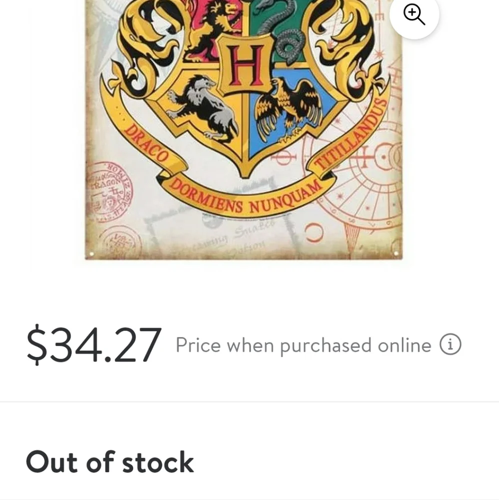 Metal Harry Potter Hogwarts Crest Wall Sign